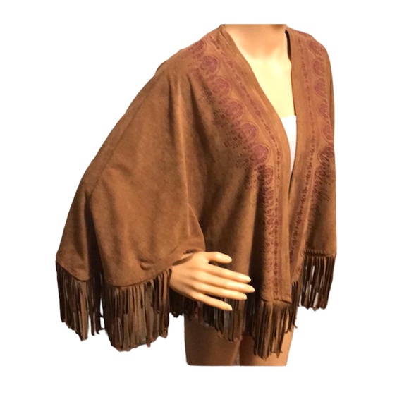 Hollister, suede tasseled cape/kimono, M/L - Picture 5 of 8